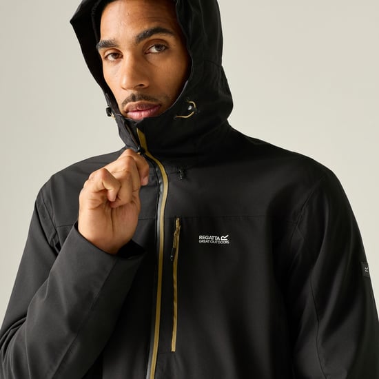 Regatta Mens Birchdale II Waterproof Jacket (Black/Wood Brown) - Image 5