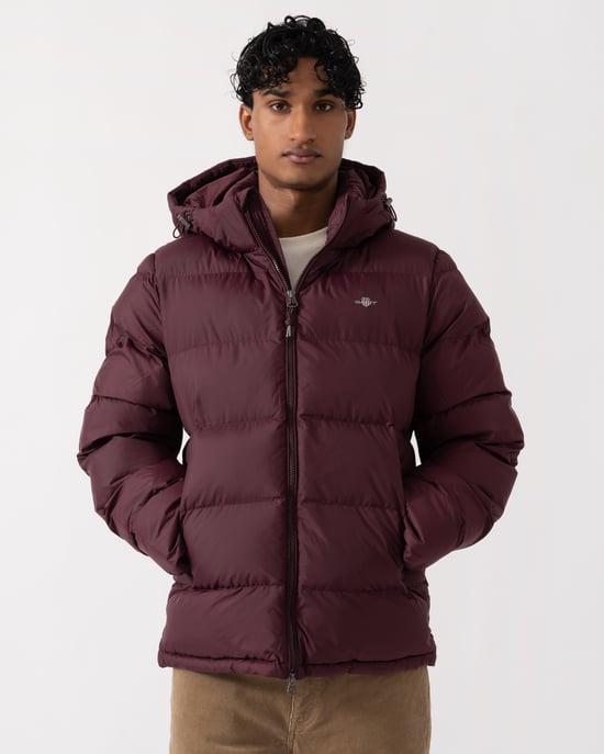 Regular Fit Long Sleeve Padded Jacket in Wine - Image 1