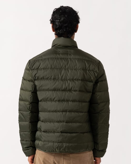 Regular Fit Long Sleeve Logo Detail Padded Jacket in Olive - Image 3