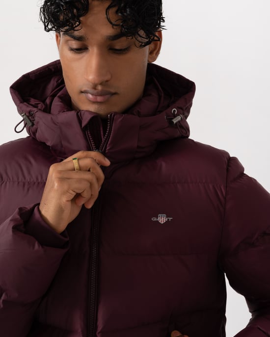 Regular Fit Long Sleeve Padded Jacket in Wine - Image 4