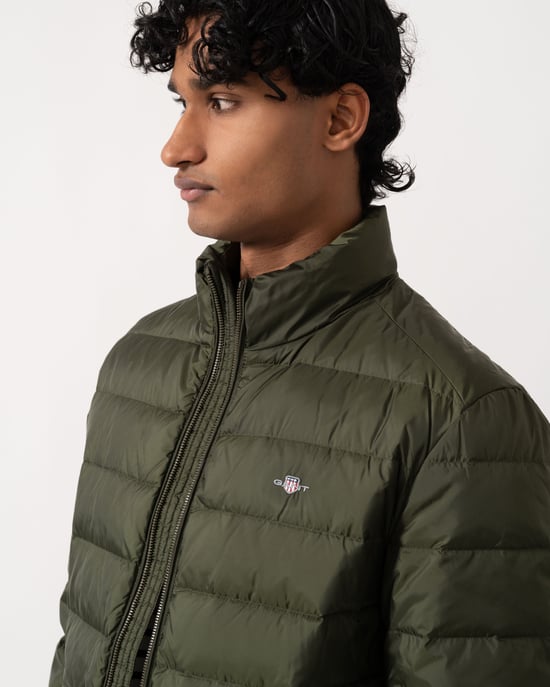 Regular Fit Long Sleeve Logo Detail Padded Jacket in Olive - Image 4