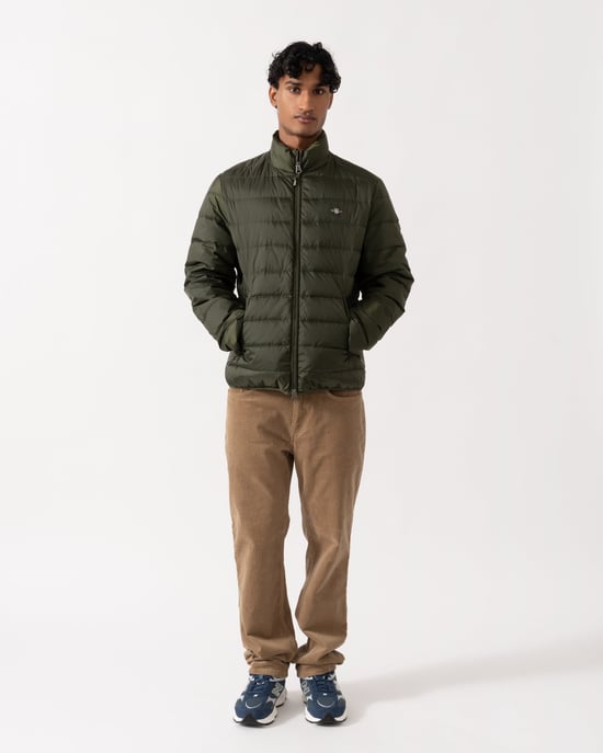 Regular Fit Long Sleeve Logo Detail Padded Jacket in Olive - Image 5