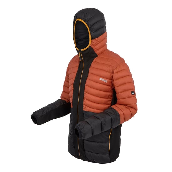 Men's Regatta Hooded Hybrid Puffer Jacket with Zipped Pocket in RedOchre/Blk - Image 3