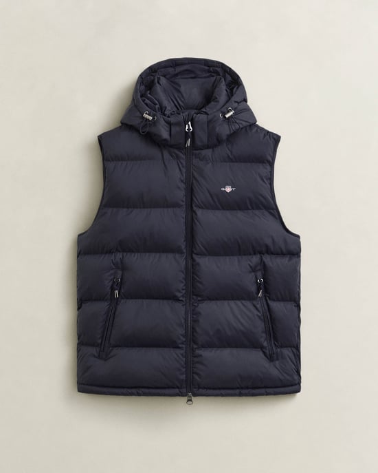 Regular Fit Sleeveless Logo Detail Gilet in Navy - Image 2