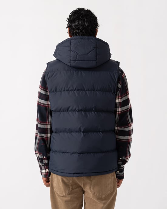 Regular Fit Sleeveless Logo Detail Gilet in Navy - Image 3