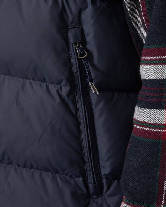 Regular Fit Sleeveless Logo Detail Gilet in Navy - Image 6