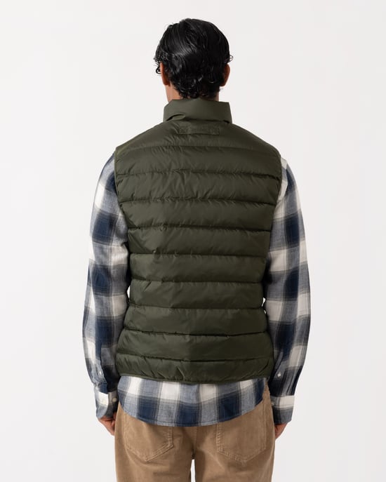 Regular Fit Sleeveless Logo Detail Gilet in Olive - Image 2