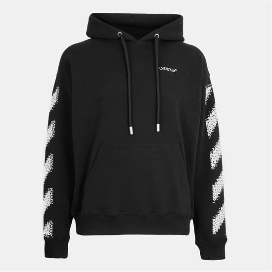 Men's Off White Hooded Neck Oversize Fit Skate Sweatshirt in Black-White - Image 1