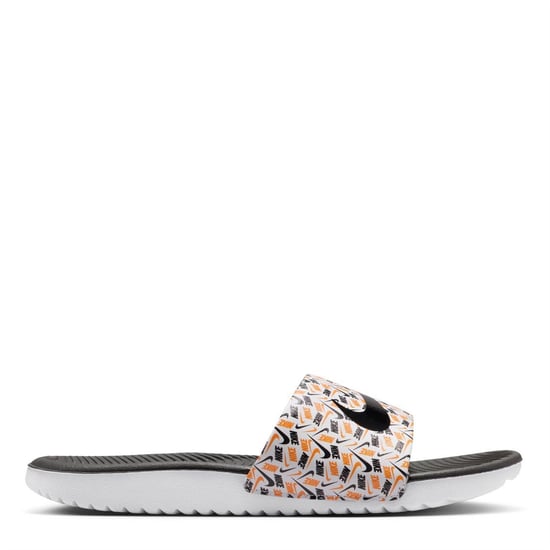 Boys Nike Kawa Slide Aop in White/Black - Image 1