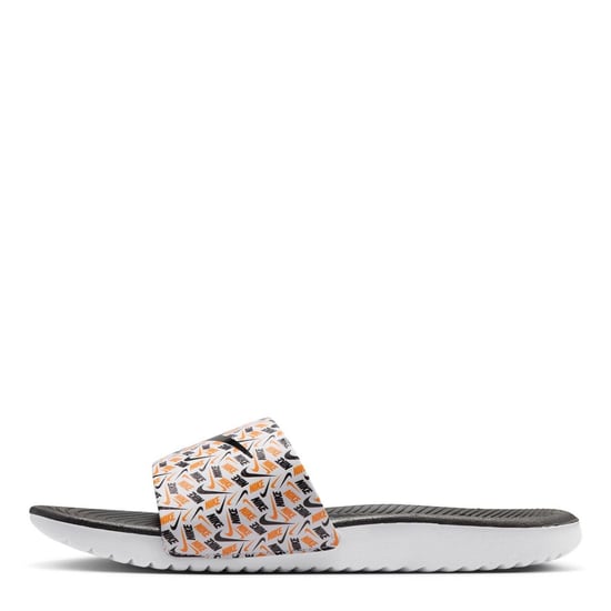 Boys Nike Kawa Slide Aop in White/Black - Image 2