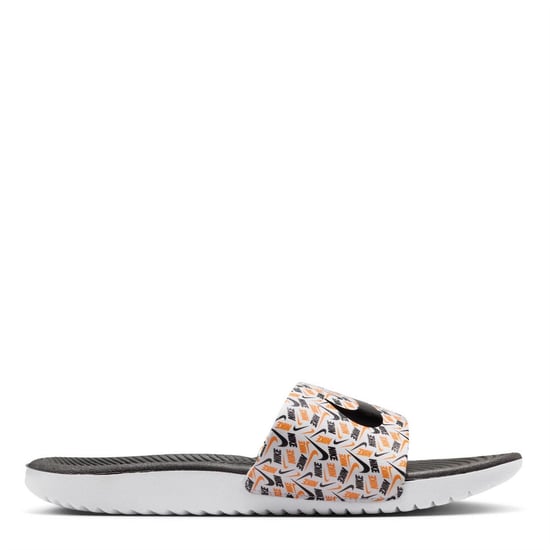 Boys Nike Kawa Slide Aop in White/Black - Image 4