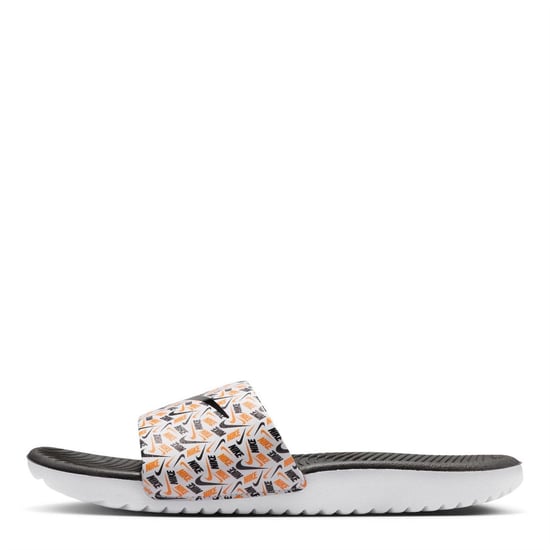 Boys Nike Kawa Slide Aop in White/Black - Image 5