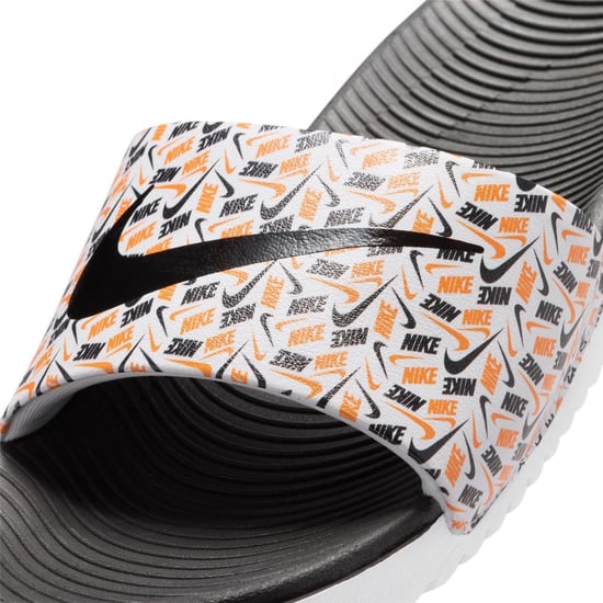 Boys Nike Kawa Slide Aop in White/Black - Image 6