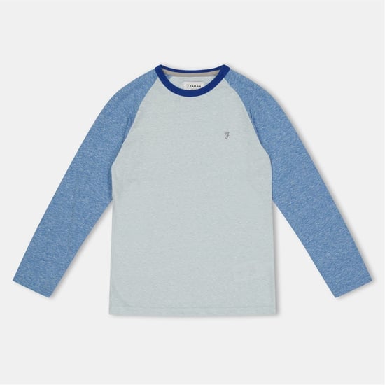 Boys Farah Injection Crew Neck Raglan Sleeve Baseball T-Shirt in Blue - Image 1