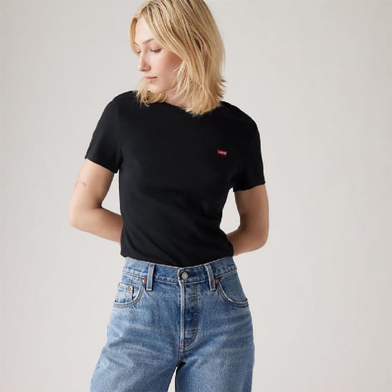 Women's Levis Housemark Crew Neck Short Sleeve Jersey T-Shirt in CAVIAR - Image 3