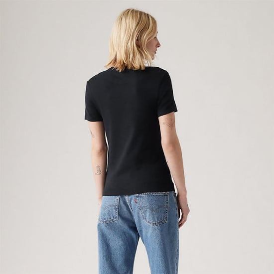 Women's Levis Housemark Crew Neck Short Sleeve Jersey T-Shirt in CAVIAR - Image 4