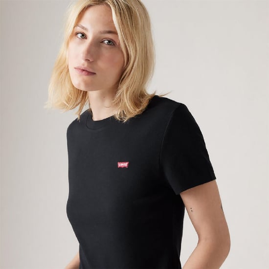 Women's Levis Housemark Crew Neck Short Sleeve Jersey T-Shirt in CAVIAR - Image 5