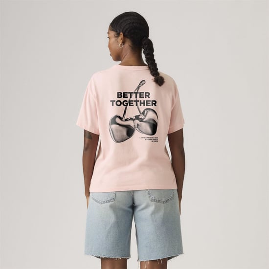 Women's Levis Vintage Text Graphic Crew Neck Short Sleeve T-Shirt in Crystal Pink - Image 3