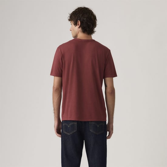 Men's Levis Crew Neck Short Sleeve Regular Fit T-Shirt in OXBLOOD RED - Image 3