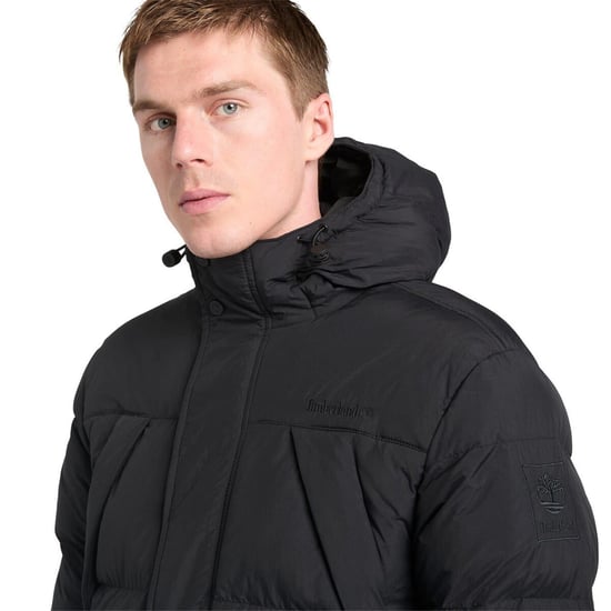 Men's Timberland Hooded Water Repellent Puffer Jacket in Black - Image 3