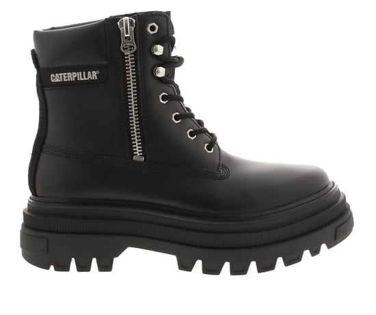 Caterpillar Womens Ankle Boots Platform Bolder Zip Lace Fastenings Leather black - Image 2