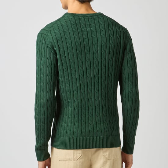 Joules Cable Crew Mens Sweater Green - Image 4