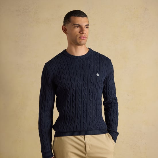 Joules Cable Crew Mens Sweater Navy - Image 2
