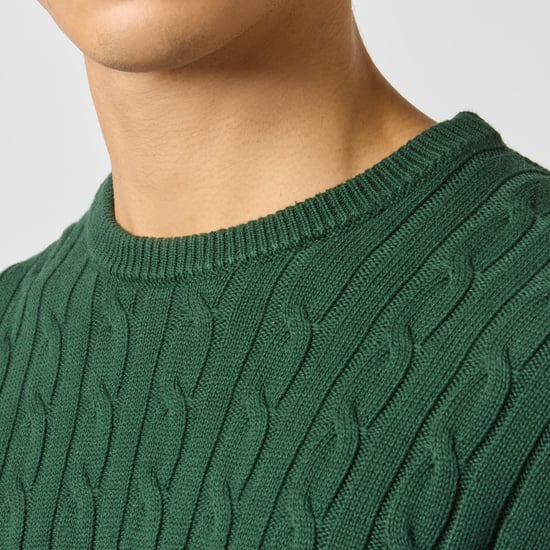 Joules Cable Crew Mens Sweater Green - Image 5