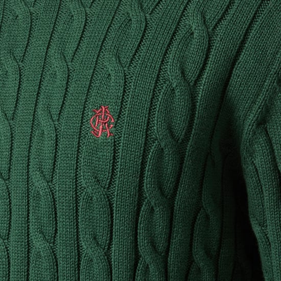 Joules Cable Crew Mens Sweater Green - Image 6