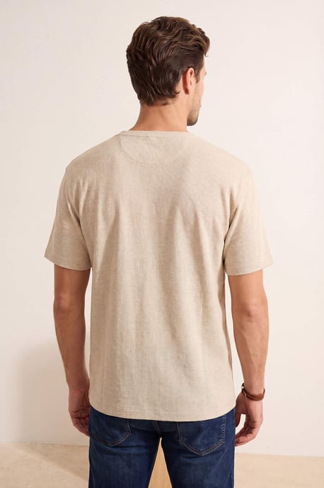 TRENDYOL MAN Men's Beige Plain Short Regular fit T-Shirts - Image 2