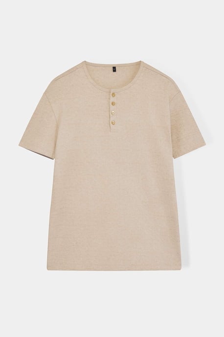 TRENDYOL MAN Men's Beige Plain Short Regular fit T-Shirts - Image 3