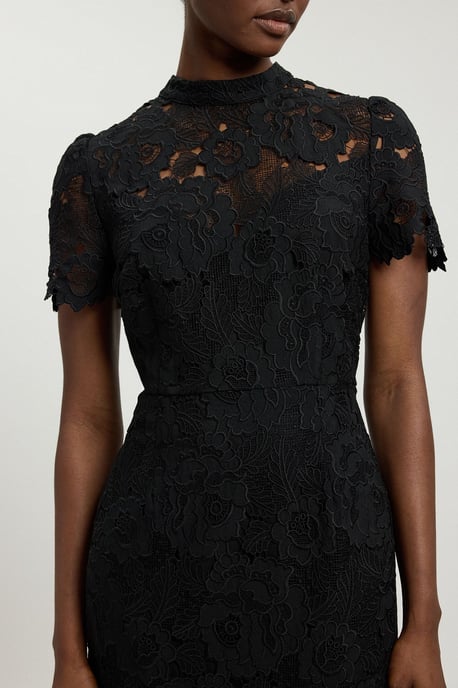 Guipure Lace High Neck Woven Midi Dress - Image 2