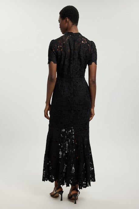 Guipure Lace High Neck Woven Midi Dress - Image 3