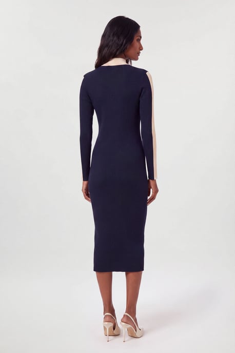Knit Rib With Contrast Detail Midi Dress - Image 2