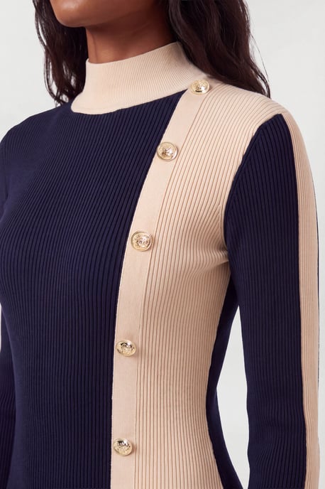 Knit Rib With Contrast Detail Midi Dress - Image 3