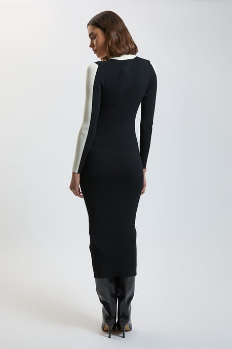 Knit Rib With Contrast Detail Midi Dress - Image 3