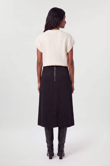 Denim A Line Midi Skirt - Image 3
