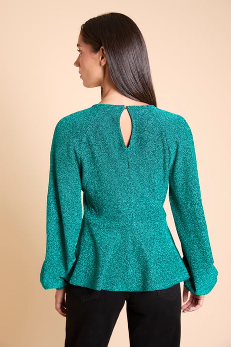 DP Luxe Gathered Neckline Sparkle Jersey Top - Image 3