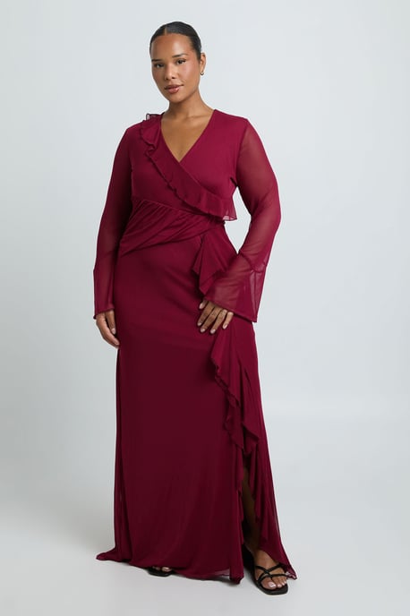 Plus Ruffle Wrap Detail Maxi Dress - Image 2