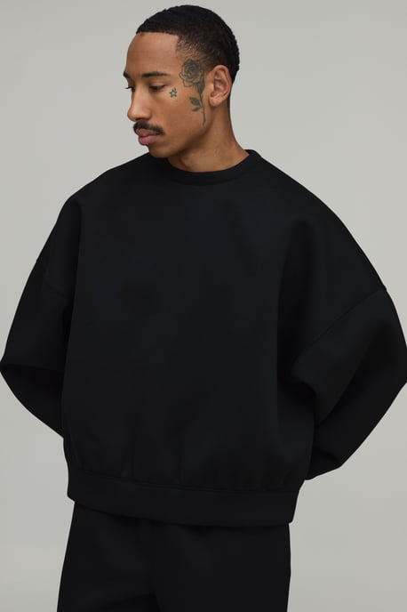 Oversized Batwing Crew Neck Scuba Sweat - Image 1