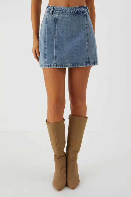 Denim High Waist Mini Skirt - Image 2