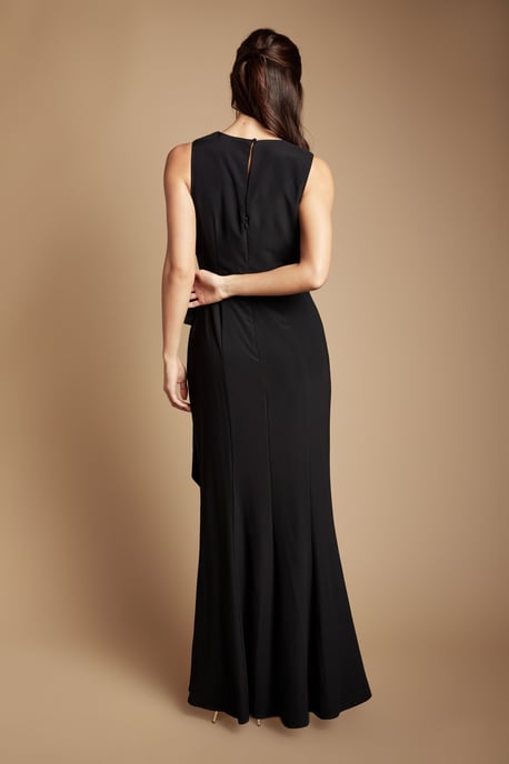 V Neck Wrap Detail Crepe Maxi Bridesmaid Dress - Image 3