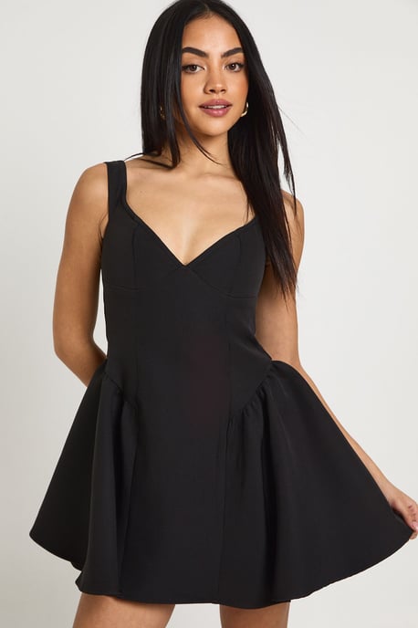 Bardot Structured Volume Skater Mini Dress - Image 1