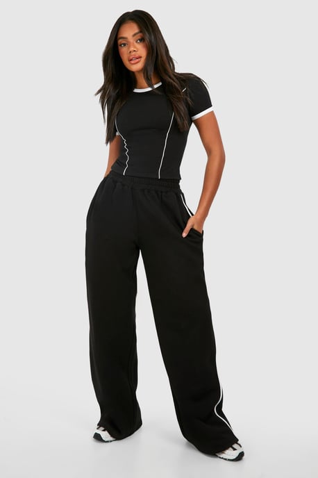 Piping Detail T-Shirt And Straight Leg Jogger Set - Image 1