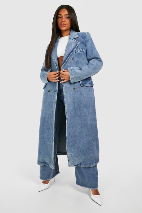 Double Breasted Denim Trench Coat - Image 1
