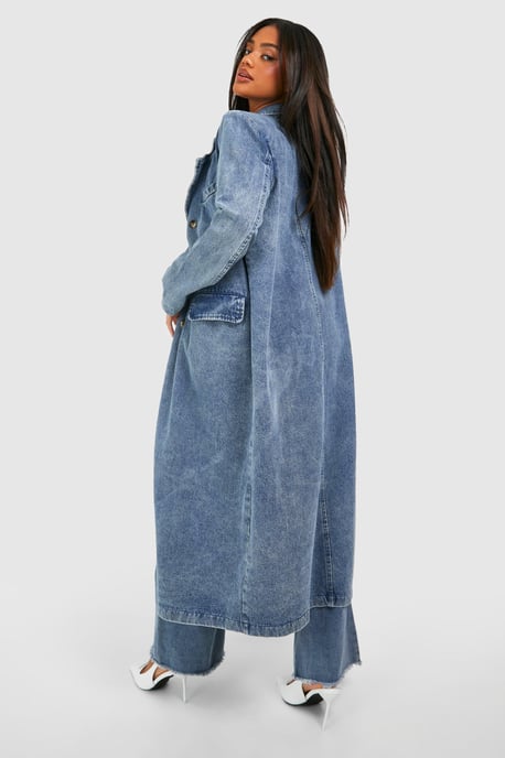 Double Breasted Denim Trench Coat - Image 2