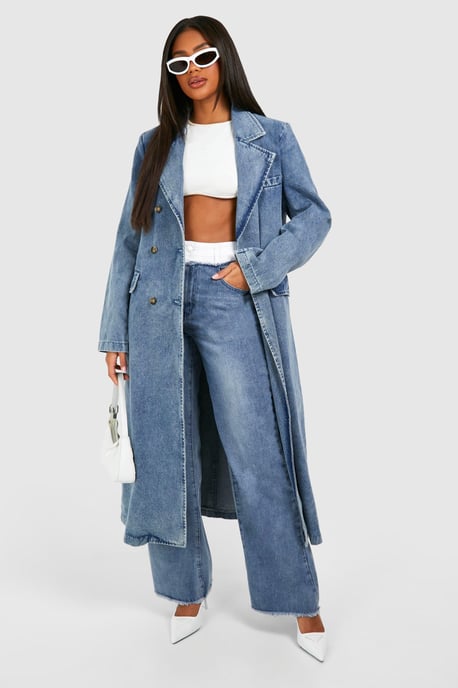 Double Breasted Denim Trench Coat - Image 3