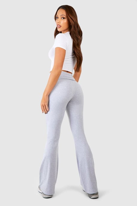 Tall Cotton Jersey Folded Waistband Yoga Flares - Image 2