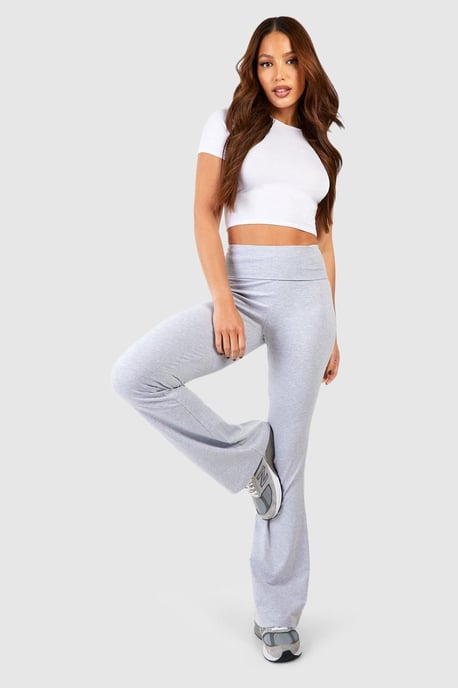 Tall Cotton Jersey Folded Waistband Yoga Flares - Image 3