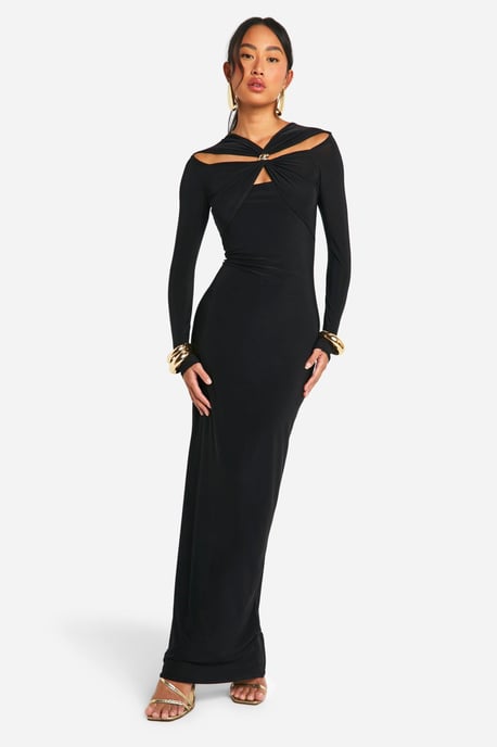 Trim Detail Cut Out Maxi Dress - Image 1
